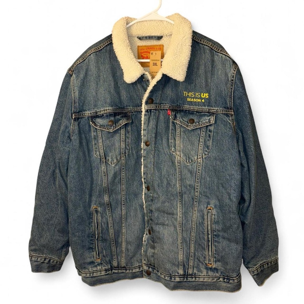 Levi's this is us show Denim Jacket with Cream Sherpa Collar
